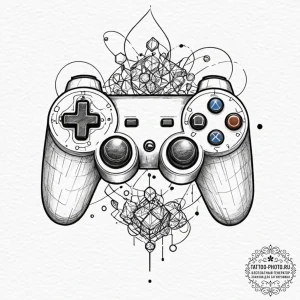 Tattoo sketch a deconstructed game controller... - эскиз тату (№1752285994_0, 12.07.2025 02:06) — tattoo-photo.ru