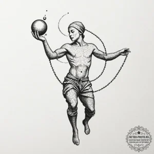 A shot of a pearl diver at work., tattoo line... - эскиз тату (№1752287247_0, 12.07.2025 02:27) — tattoo-photo.ru