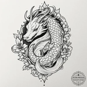 Goat, tattoo drawing outline, irezumi japanes... - эскиз тату (№1752287330_0, 12.07.2025 02:28) — tattoo-photo.ru