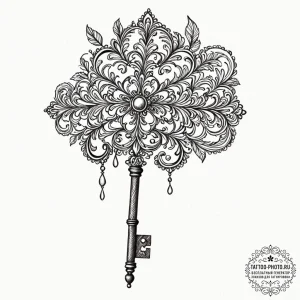 Tattoo sketch a vintage key with intricate de... - эскиз тату (№1752288755_0, 12.07.2025 02:52) — tattoo-photo.ru