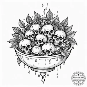 A hyperrealistic still life of a bowl of fres... - эскиз тату (№1752289092_0, 12.07.2025 02:58) — tattoo-photo.ru