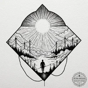 Tattoo sketch a human silhouette walking on a... - эскиз тату (№1752289844_0, 12.07.2025 03:10) — tattoo-photo.ru