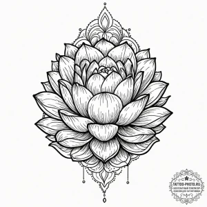 Tattoo design a lotus flower, its petals unfu... - эскиз тату (№1752290513_0, 12.07.2025 03:21) — tattoo-photo.ru