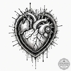 Tattoo design a heart depicted as solid stone... - эскиз тату (№1752290597_0, 12.07.2025 03:23) — tattoo-photo.ru