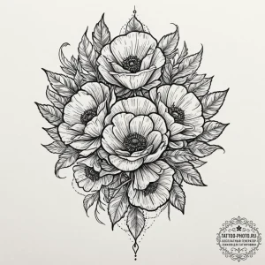 Tattoo sketch a vibrant poppy, with bold wate... - эскиз тату (№1752293277_0, 12.07.2025 04:07) — tattoo-photo.ru