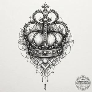 Crown, tattoo sketch design, detailed cross-h... - эскиз тату (№1752293528_0, 12.07.2025 04:12) — tattoo-photo.ru