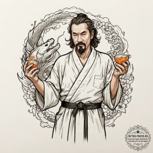 A sketch of the dude from the big lebowski, i... - эскиз тату (№1752293694_0, 12.07.2025 04:14) — tattoo-photo.ru