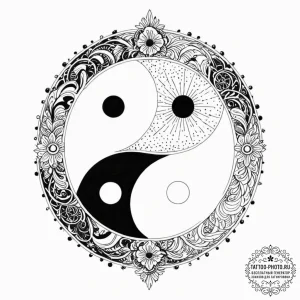Tattoo sketch a half-yin, half-yang symbol on... - эскиз тату (№1752293778_0, 12.07.2025 04:16) — tattoo-photo.ru