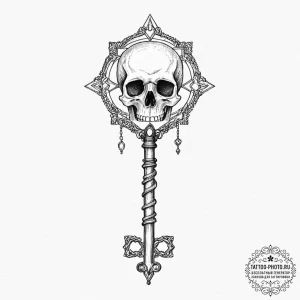 A skeleton key, tattoo line art, fine lines,... - эскиз тату (№1752293861_0, 12.07.2025 04:17) — tattoo-photo.ru