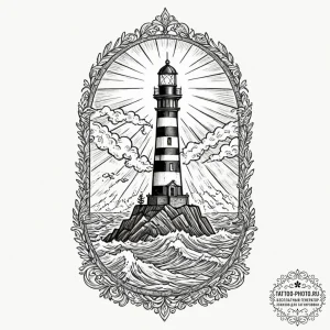 Tattoo sketch a lighthouse beam cutting throu... - эскиз тату (№1752294112_0, 12.07.2025 04:21) — tattoo-photo.ru