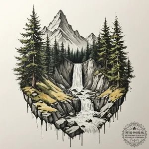 A watercolor sketch of rivendell, beautiful a... - эскиз тату (№1752295034_0, 12.07.2025 04:37) — tattoo-photo.ru