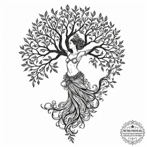 Tattoo design a human figure becoming one wit... - эскиз тату (№1752295118_0, 12.07.2025 04:38) — tattoo-photo.ru