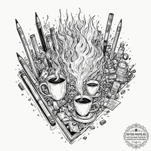 A black and white graphic novel panel from a... - эскиз тату (№1752295284_0, 12.07.2025 04:41) — tattoo-photo.ru
