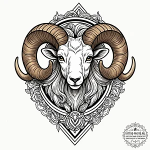 Tattoo sketch an aries ram's head with subtle... - эскиз тату (№1752296119_0, 12.07.2025 04:55) — tattoo-photo.ru