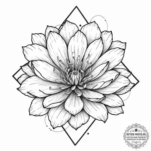 Tattoo design a minimalist geometric flower.,... - эскиз тату (№1752296286_0, 12.07.2025 04:58) — tattoo-photo.ru