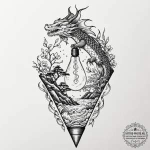 Tattoo sketch a terrarium in the shape of a l... - эскиз тату (№1752296871_0, 12.07.2025 05:07) — tattoo-photo.ru