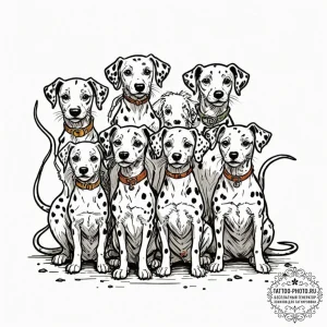 A linework tattoo of the dalmatian mice from... - эскиз тату (№1752297206_0, 12.07.2025 05:13) — tattoo-photo.ru