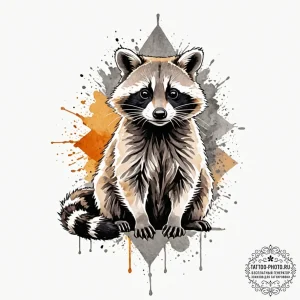 Raccoon, ink illustration for tattoo, on a cl... - эскиз тату (№1752297373_0, 12.07.2025 05:16) — tattoo-photo.ru