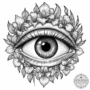 Human eye with a camera shutter iris, ink ill... - эскиз тату (№1752297874_0, 12.07.2025 05:24) — tattoo-photo.ru