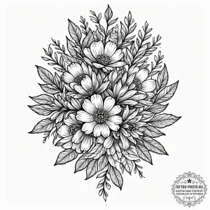 Tattoo design a bouquet of birth flowers for... - эскиз тату (№1752297957_0, 12.07.2025 05:25) — tattoo-photo.ru