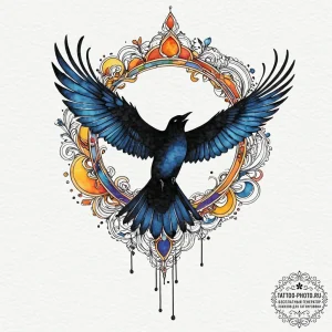 Tattoo design a silhouette of a flying bird,... - эскиз тату (№1752298878_0, 12.07.2025 05:41) — tattoo-photo.ru