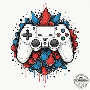 Tattoo design a controller face button with a... - эскиз тату (№1752299130_0, 12.07.2025 05:45) — tattoo-photo.ru