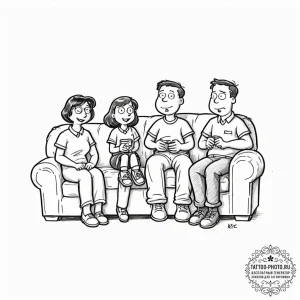 A sketch of the main characters from family g... - эскиз тату (№1752299715_0, 12.07.2025 05:55) — tattoo-photo.ru