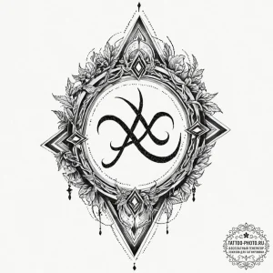 61. tattoo sketch: the rune "chernobog," rend... - эскиз тату (№1752299799_0, 12.07.2025 05:56) — tattoo-photo.ru