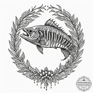 Fish skeleton, tattoo sketch design, black an... - эскиз тату (№1752299882_0, 12.07.2025 05:58) — tattoo-photo.ru