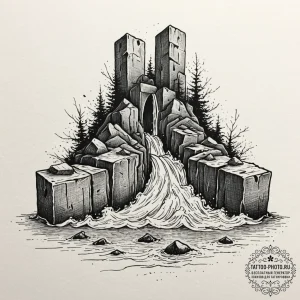 Tattoo sketch a set of abstract, heavy blocks... - эскиз тату (№1752301736_0, 12.07.2025 06:28) — tattoo-photo.ru