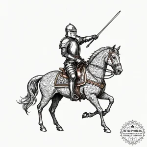 Knight jousting, tattoo drawing outline, on a... - эскиз тату (№1752302322_0, 12.07.2025 06:38) — tattoo-photo.ru