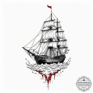 Frigate, tattoo flash sheet design, sketch ta... - эскиз тату (№1752302658_0, 12.07.2025 06:44) — tattoo-photo.ru