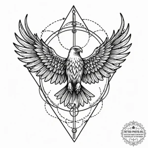 A linework tattoo of the atreides hawk symbol... - эскиз тату (№1752304672_0, 12.07.2025 07:17) — tattoo-photo.ru