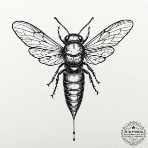 Tattoo design a cicada with a subtle, shimmer... - эскиз тату (№1752305172_0, 12.07.2025 07:26) — tattoo-photo.ru