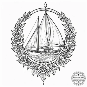 Tattoo sketch a small, stylized sailboat on a... - эскиз тату (№1752305338_0, 12.07.2025 07:28) — tattoo-photo.ru