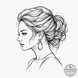 Tattoo sketch a warrior woman's silhouette, e... - эскиз тату (№1752305919_0, 12.07.2025 07:38) — tattoo-photo.ru