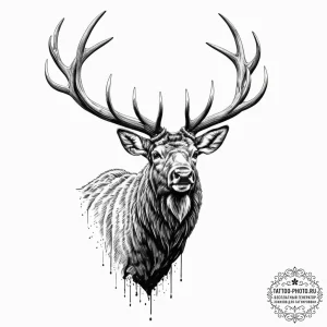 Tattoo design a powerful bull elk bugling, fo... - эскиз тату (№1752306087_0, 12.07.2025 07:41) — tattoo-photo.ru