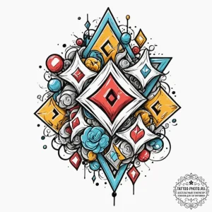 Card suits, concept art for tattoo, muted col... - эскиз тату (№1752307010_0, 12.07.2025 07:56) — tattoo-photo.ru