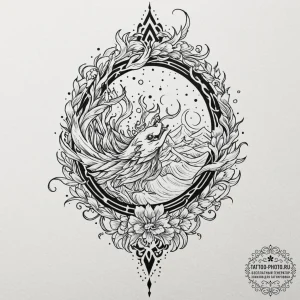Tattoo design a phoenix's head in profile, it... - эскиз тату (№1752307094_0, 12.07.2025 07:58) — tattoo-photo.ru