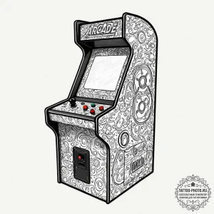 Tattoo design a classic arcade cabinet glowin... - эскиз тату (№1752307180_0, 12.07.2025 07:59) — tattoo-photo.ru