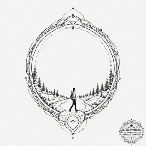 Tattoo sketch a stylized human silhouette wal... - эскиз тату (№1752307941_0, 12.07.2025 08:12) — tattoo-photo.ru