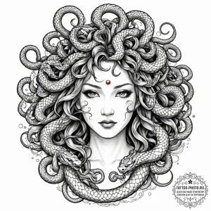 A dotwork design of a gorgon's head (medusa),... - эскиз тату (№1752308025_0, 12.07.2025 08:13) — tattoo-photo.ru