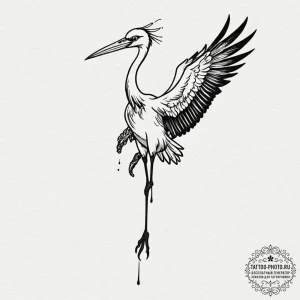 Stork, tattoo flash sheet design, on a clean... - эскиз тату (№1752308196_0, 12.07.2025 08:16) — tattoo-photo.ru