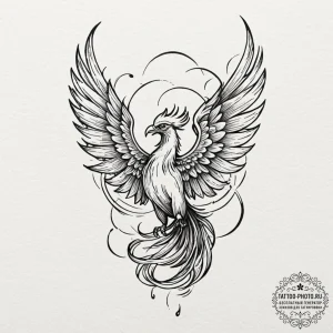 Tattoo design a phoenix whose flight path for... - эскиз тату (№1752308785_0, 12.07.2025 08:26) — tattoo-photo.ru
