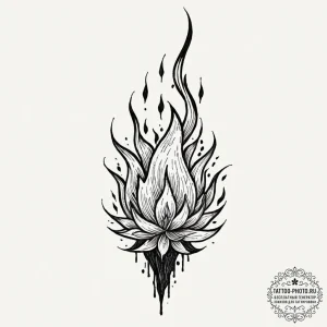 Tattoo sketch a single, powerful flame burnin... - эскиз тату (№1752309209_0, 12.07.2025 08:33) — tattoo-photo.ru