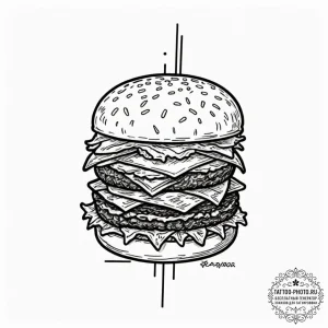 Tattoo design a 'burger' on one, 'fries' on t... - эскиз тату (№1752309460_0, 12.07.2025 08:37) — tattoo-photo.ru
