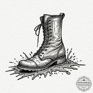 Tattoo design a combat boot print in mud or d... - эскиз тату (№1752309715_0, 12.07.2025 08:41) — tattoo-photo.ru