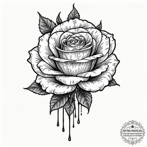 A skeleton watering a single living rose, con... - эскиз тату (№1752310054_0, 12.07.2025 08:47) — tattoo-photo.ru