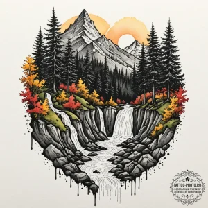 A watercolor sketch of rivendell, beautiful a... - эскиз тату (№1752310388_0, 12.07.2025 08:53) — tattoo-photo.ru