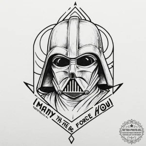 46. chicano style lettering of "may the force... - эскиз тату (№1752310554_0, 12.07.2025 08:55) — tattoo-photo.ru